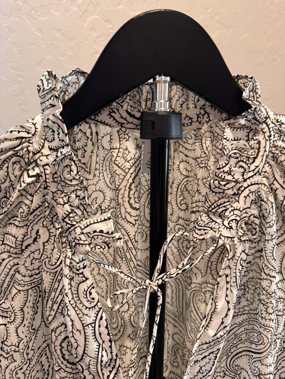 H&M Paisley Print Long Sleeve Frill-Trimmed Blouse Size Medium - Picture 10 of 11